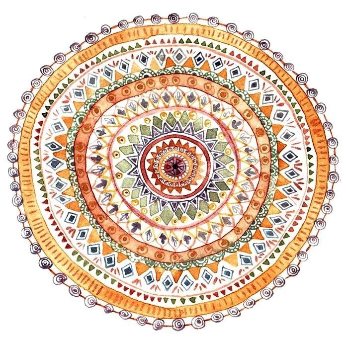 Odia folk mandala in watercolour